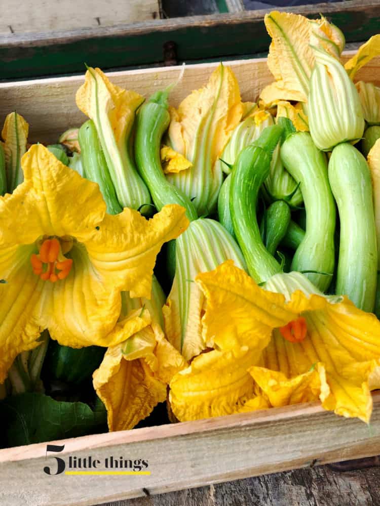 Zucchini blossoms in market in Nice, France.