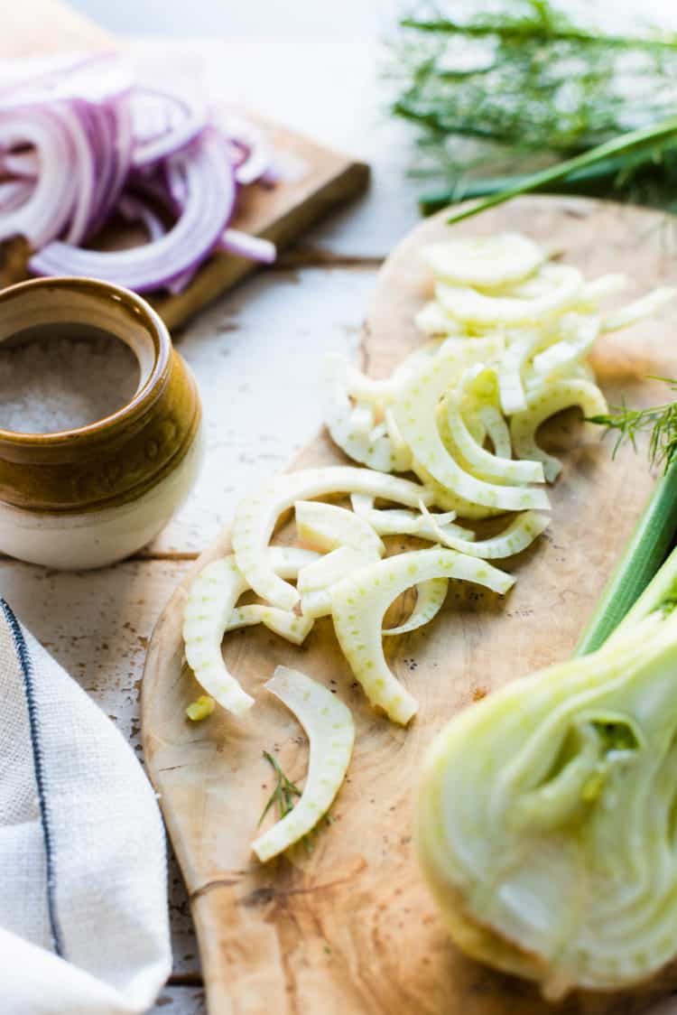 Sliced Fennel for Citrus and Avocado Salad.