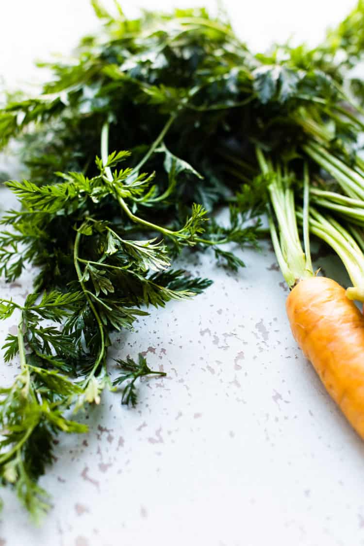 Carrot tops for Honey-Spice Glazed Carrots.