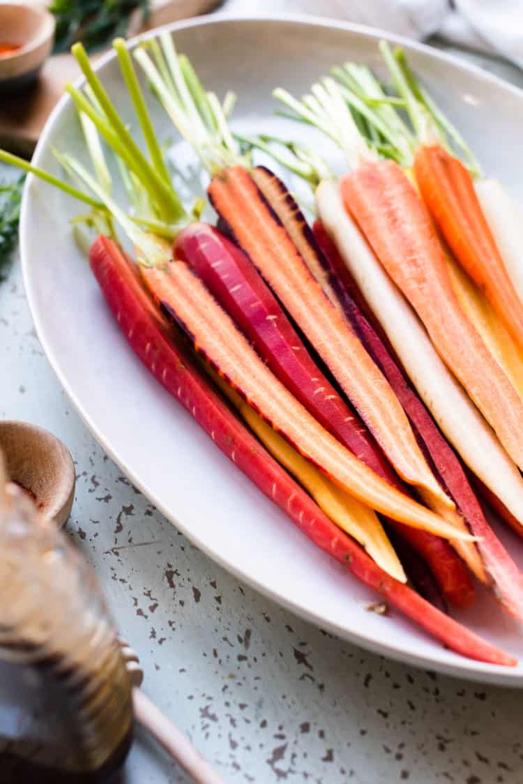 Prepped carrots for Honey-Spice Glazed Carrots.