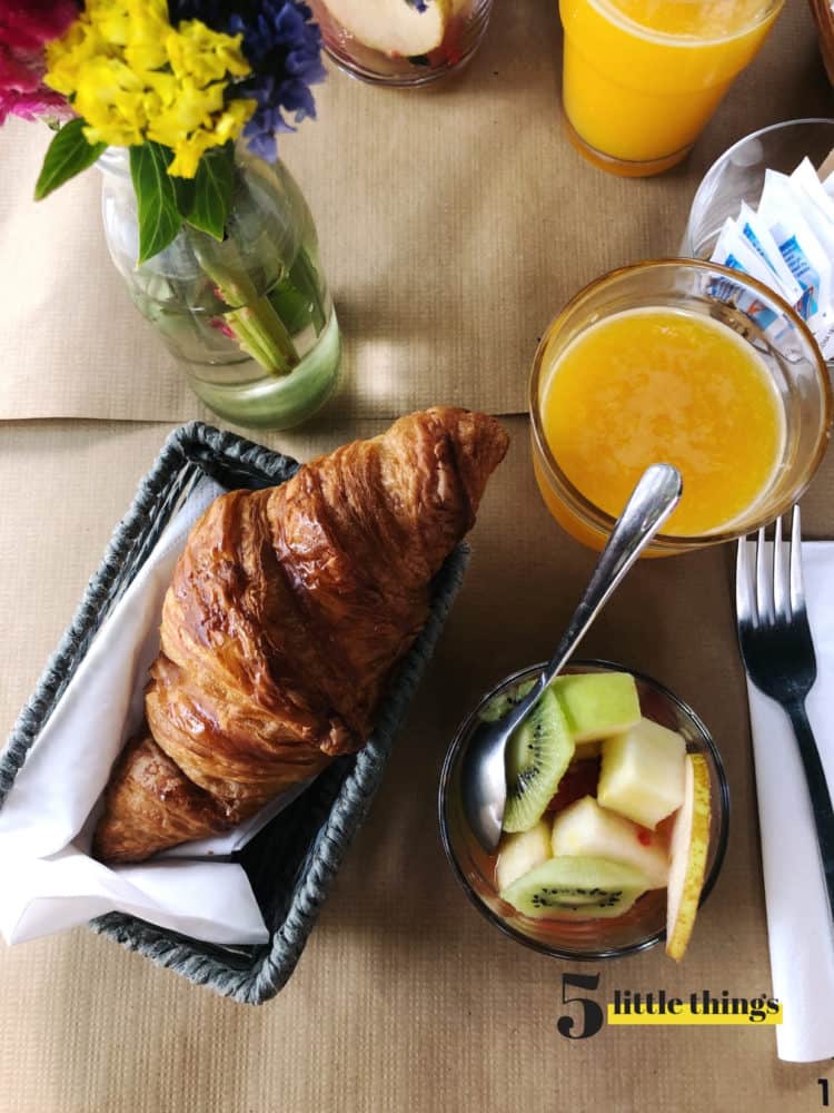 Buttery croissant breakfast in France.