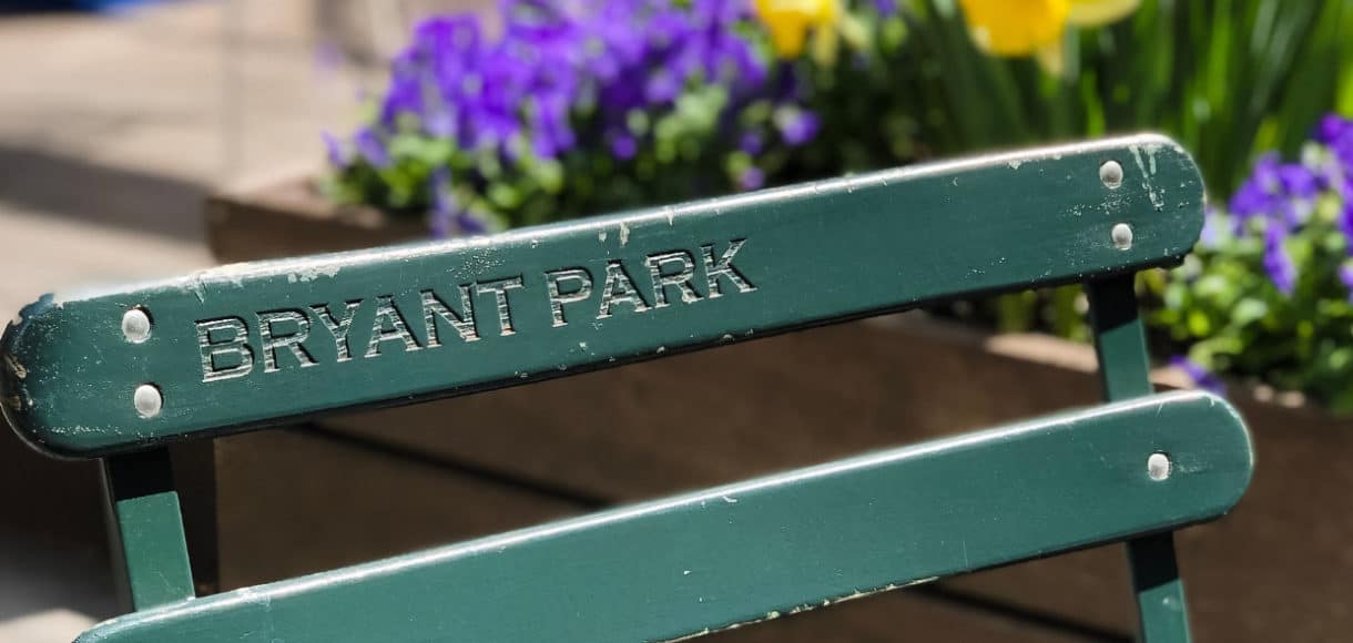 Chair in Bryant Park with spring flowers is one of Five Little Things I loved the week of April 12, 2019.