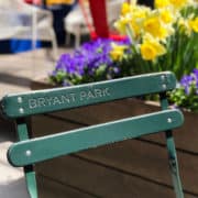 Chair in Bryant Park with spring flowers is one of Five Little Things I loved the week of April 12, 2019.