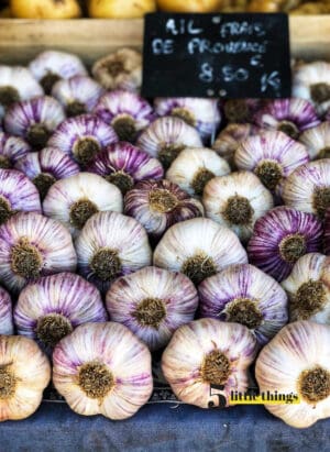 Garlic at market in Nice France.