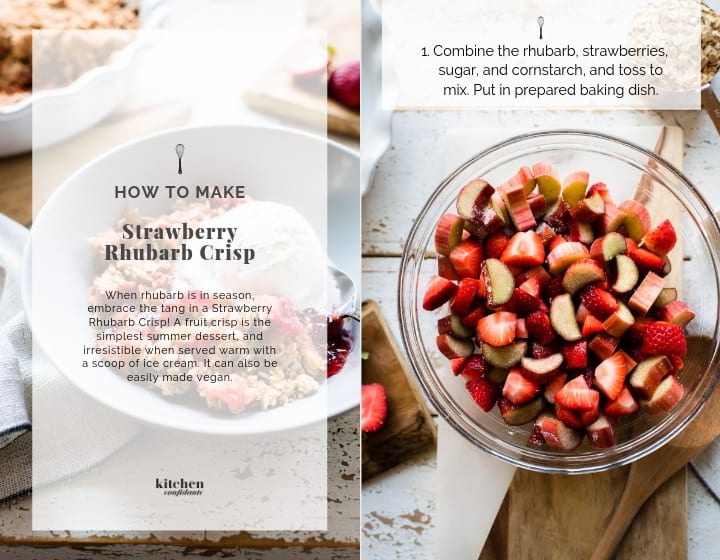 Step by step instructions for How to Make Strawberry Rhubarb Crisp.