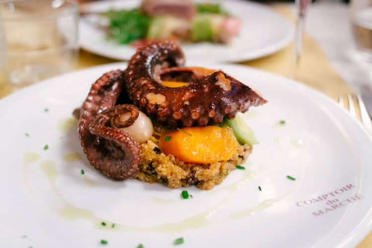 Octopus dish at Comptoir du Marché, Nice, France.