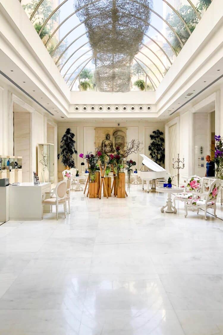 Lobby of Boscolo Exedra Hotel in Nice, France.