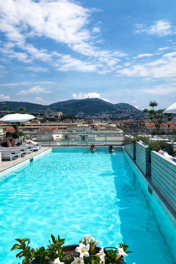 Rooftop pool of Boscolo Exedra Hotel in Nice, France.