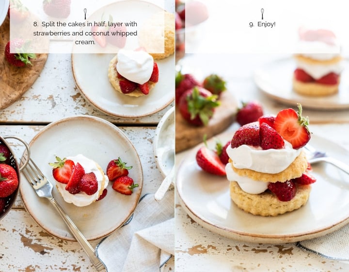 Step by step instructions for how to make strawberry shortcake.