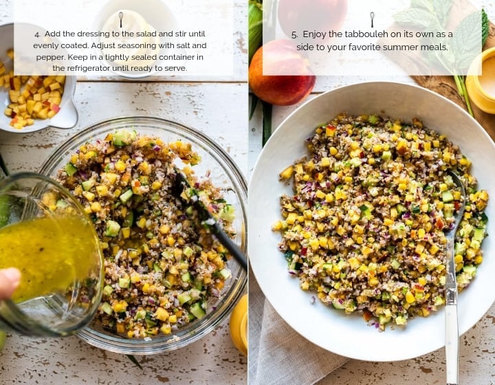 Step by step instructions for how to make Summer Corn and Nectarine Tabbouleh.