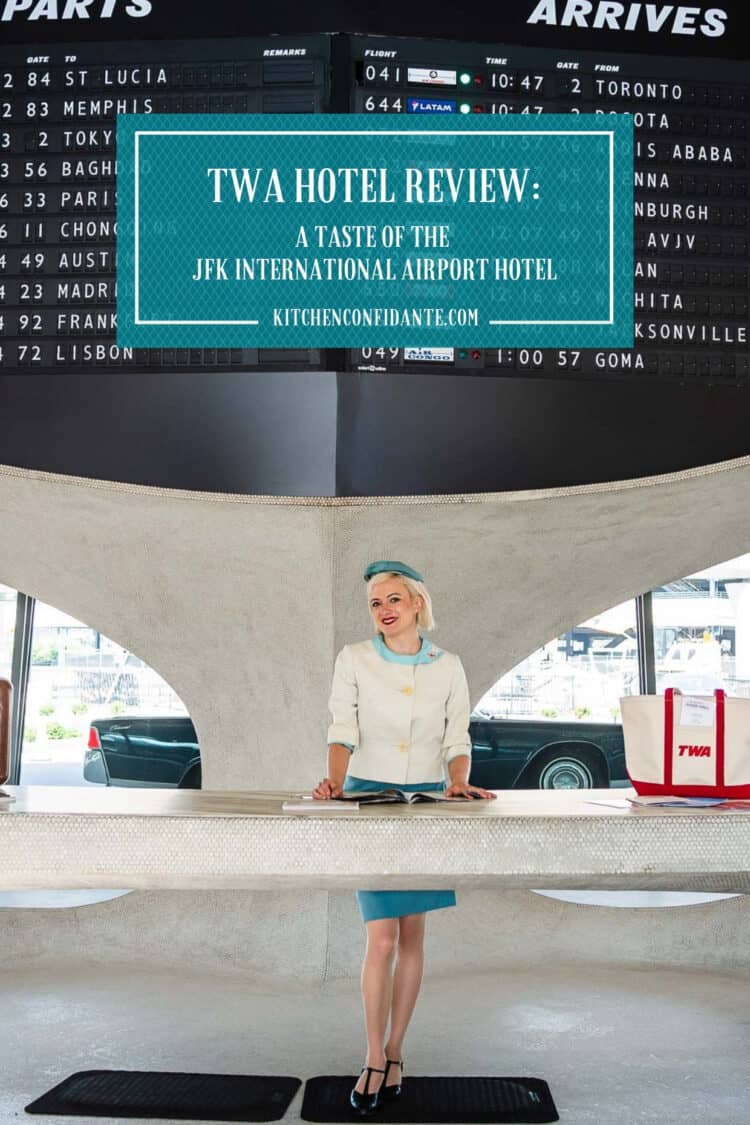 Vintage TWA flight attendant at TWA Hotel in JFK Airport