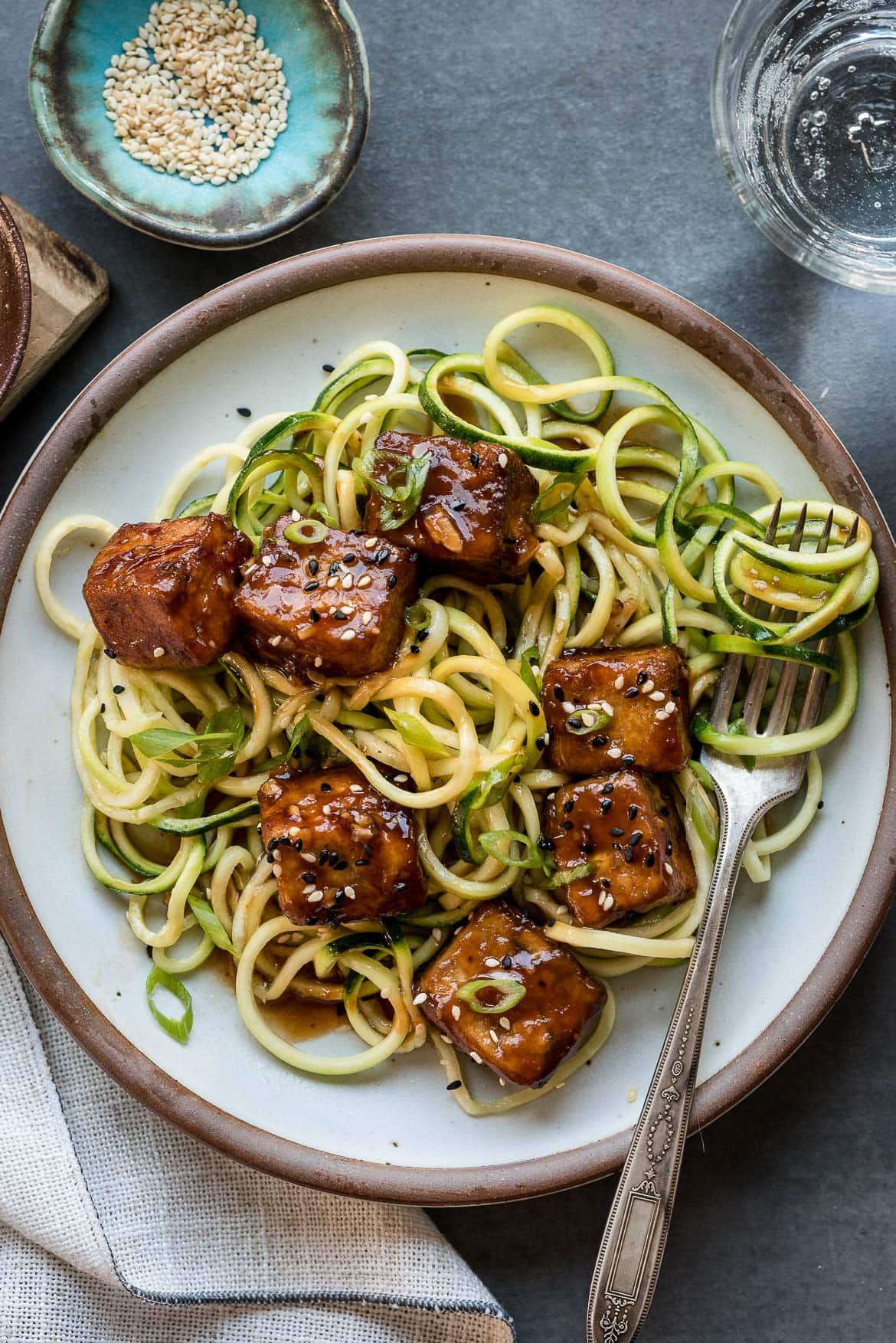 Sweet And Spicy Crispy Tofu With Zucchini Noodles Kitchen
