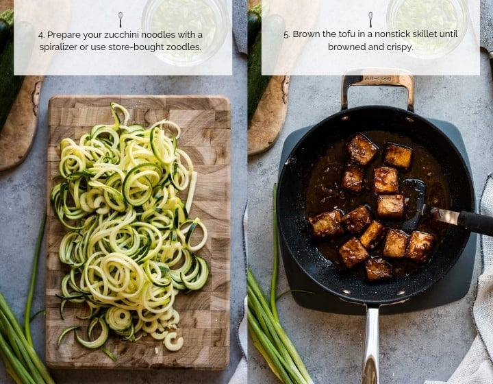 Step-by-Step How to Make Sweet and Spicy Crispy Tofu with Zucchini Noodles