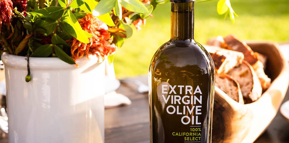 Bottle of Cobram Estate Extra Virgin Olive Oil at 2019 Cobram Estate Harvest.