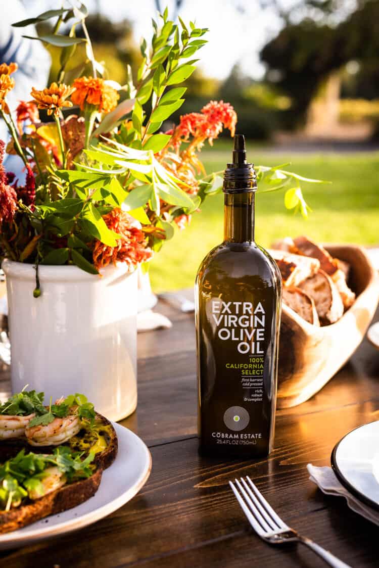 Bottle of Cobram Estate Extra Virgin Olive Oil at 2019 Cobram Estate Harvest.