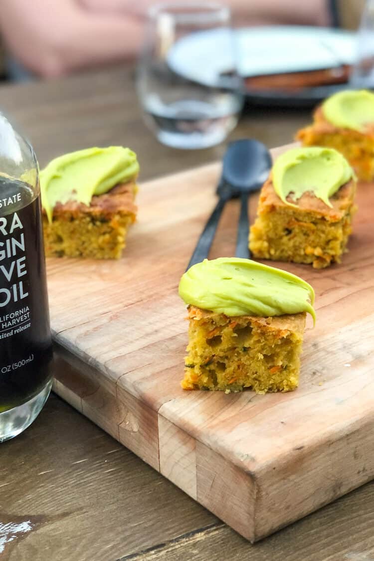 Carrot Olive Oil Cake with Olive Oil Frosting by Chef Kevin O'Conner at the Cobram Estate Harvest Tour 2019.