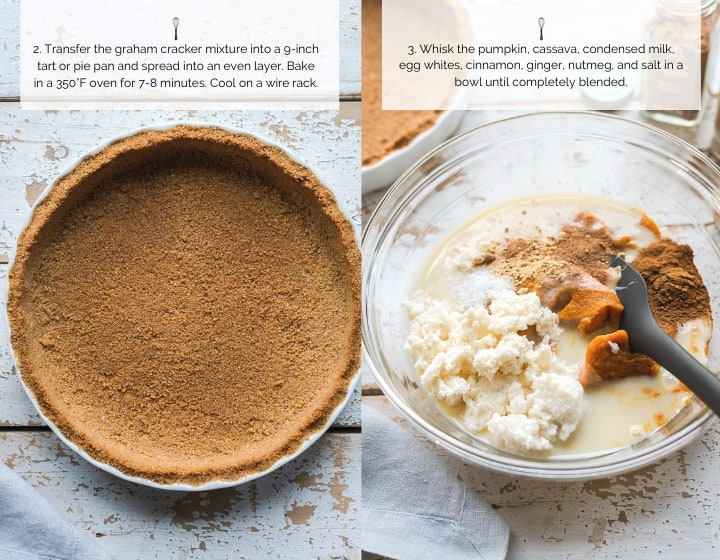 Step by Step instructions for How to Make Cassava Pumpkin Pie Graham Cracker Crust