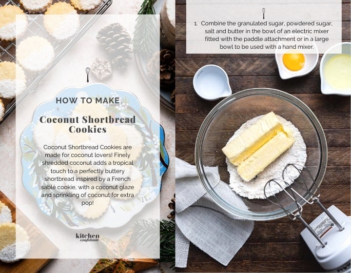 Step by step instructions for making Coconut Shortbread Cookies.
