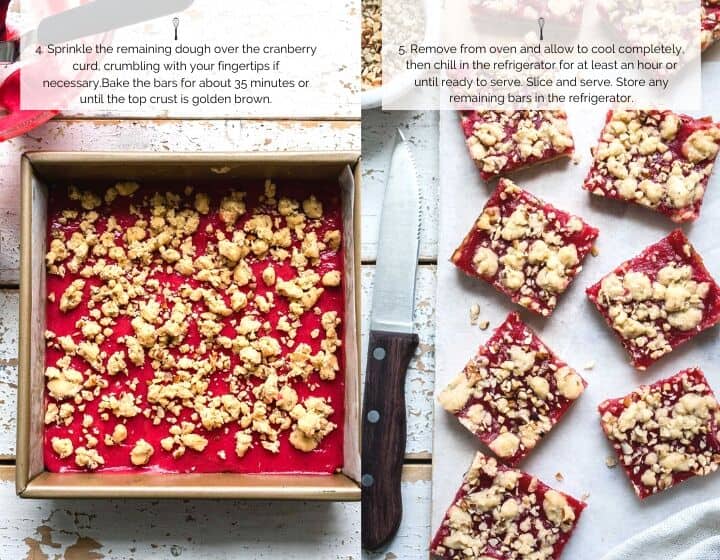 Step by step instructions for how to make Cranberry Curd and Hazelnut Shortbread Bars.