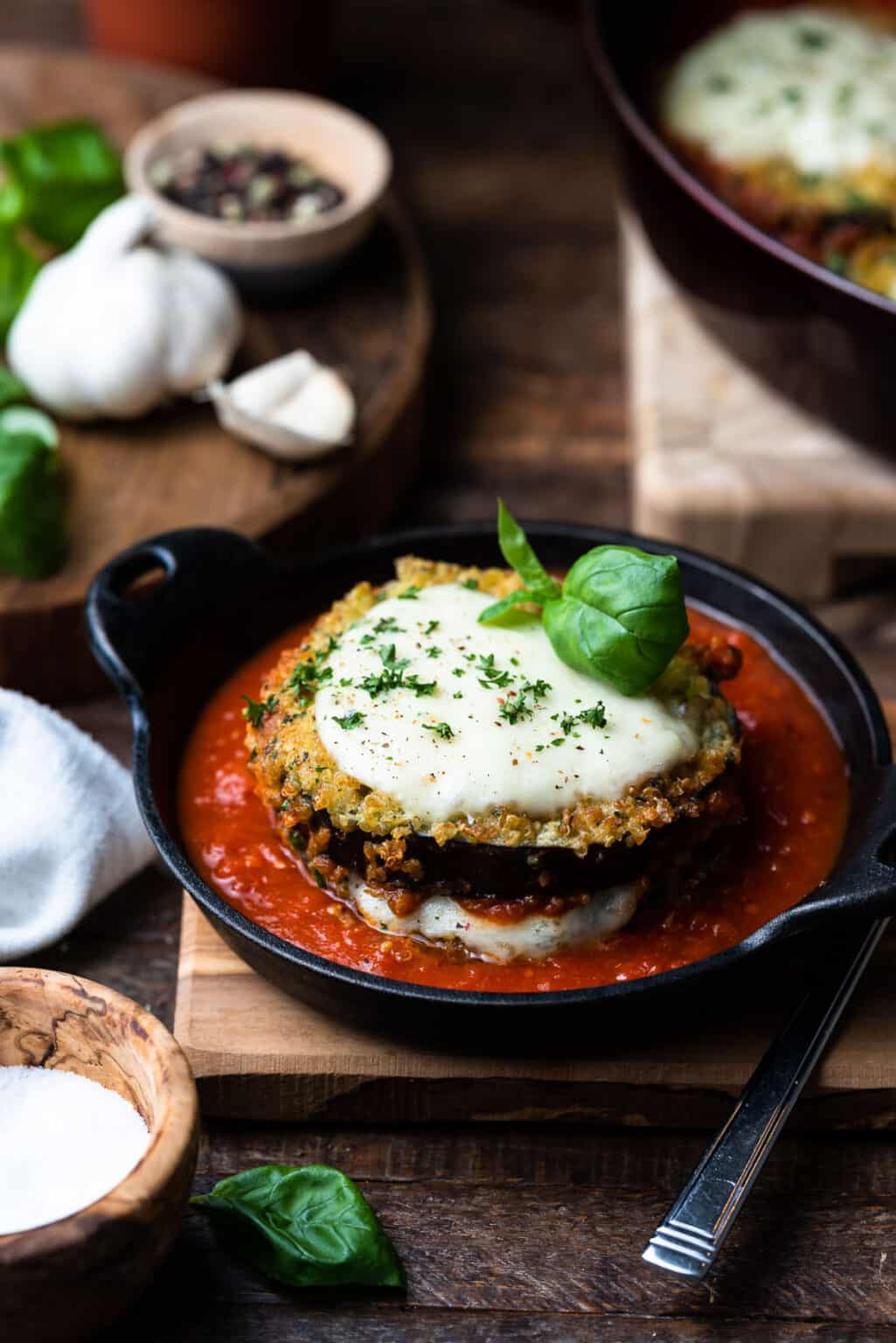 Quinoa Crusted Eggplant Parmigiana (Parmesan) Kitchen Confidante