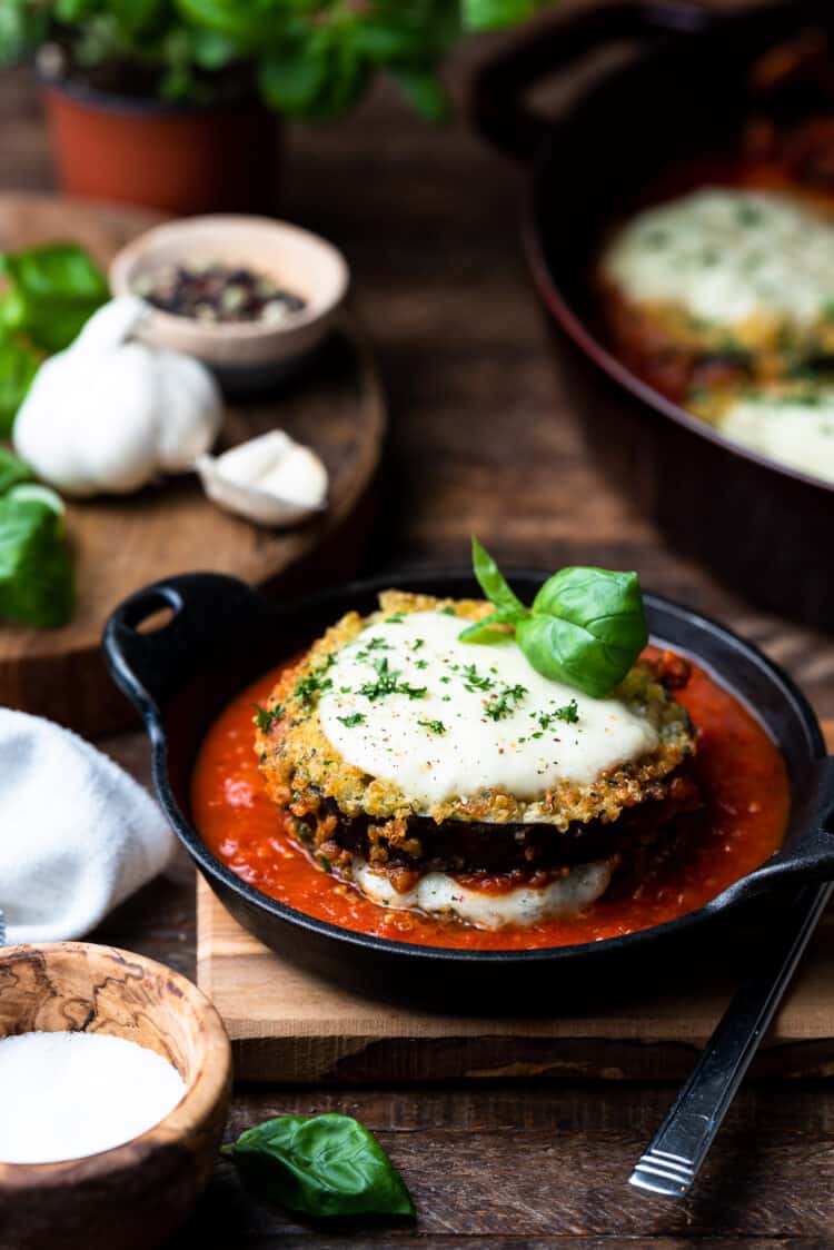 Quinoa Crusted Eggplant Parmesan