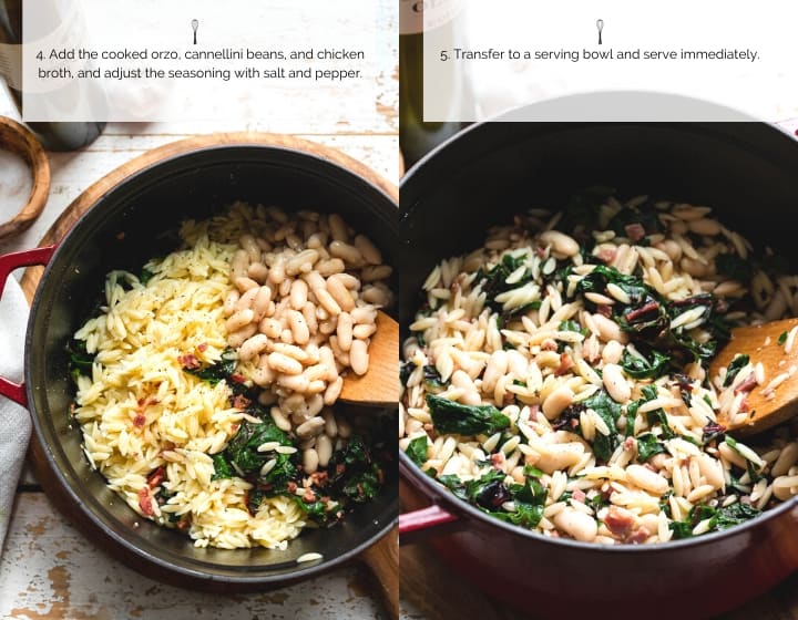 How to Make Swiss Chard with Orzo, Cannellini Beans and Pancetta