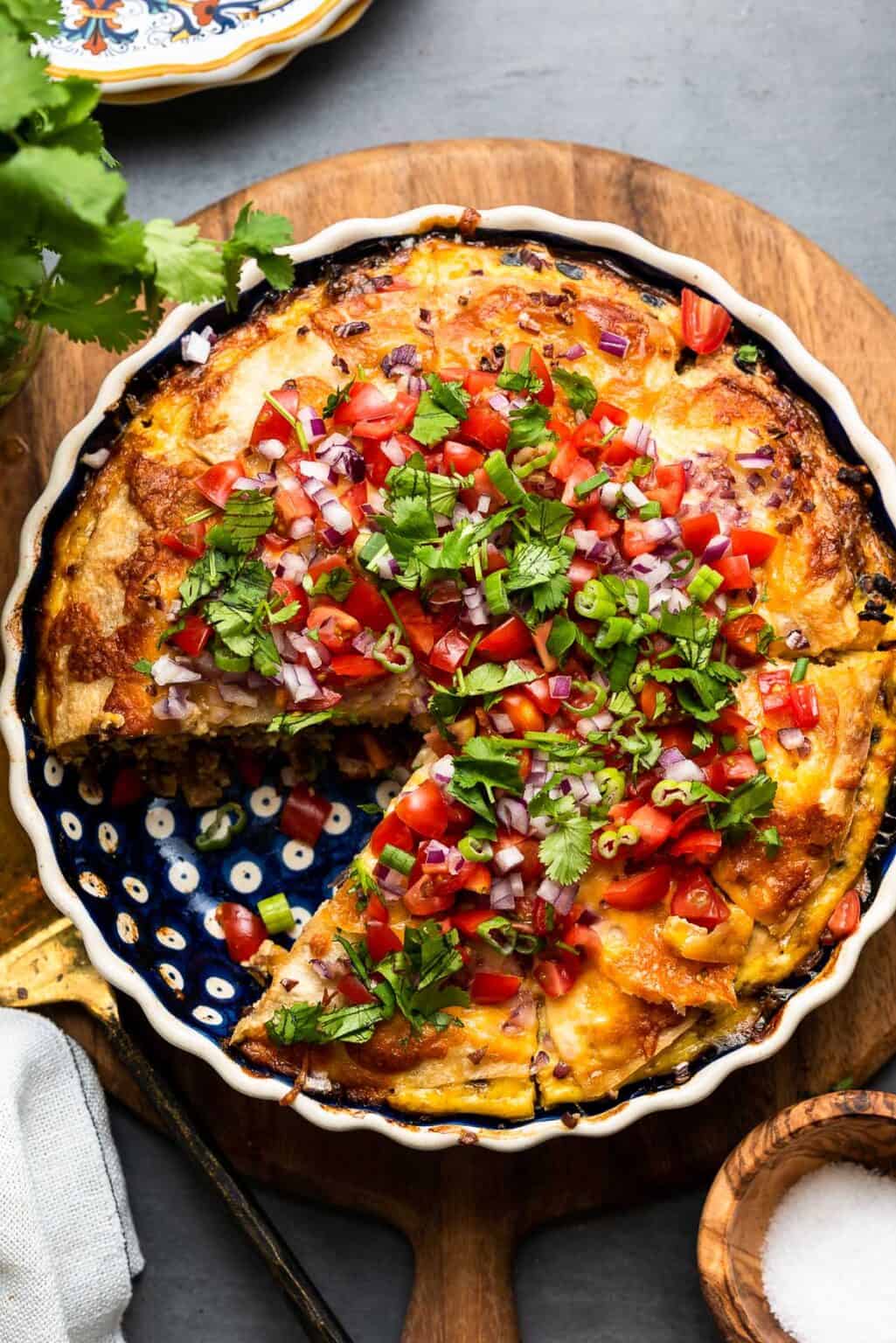 Breakfast Tortilla Pie Tortilla Casserole Kitchen Confidante®