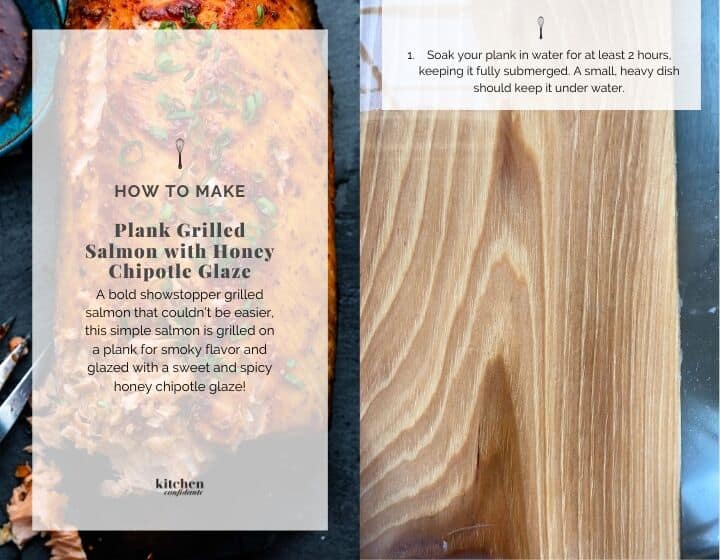 Step by step instructions for how to make Plank Grilled Salmon with Honey Chipotle Glaze.