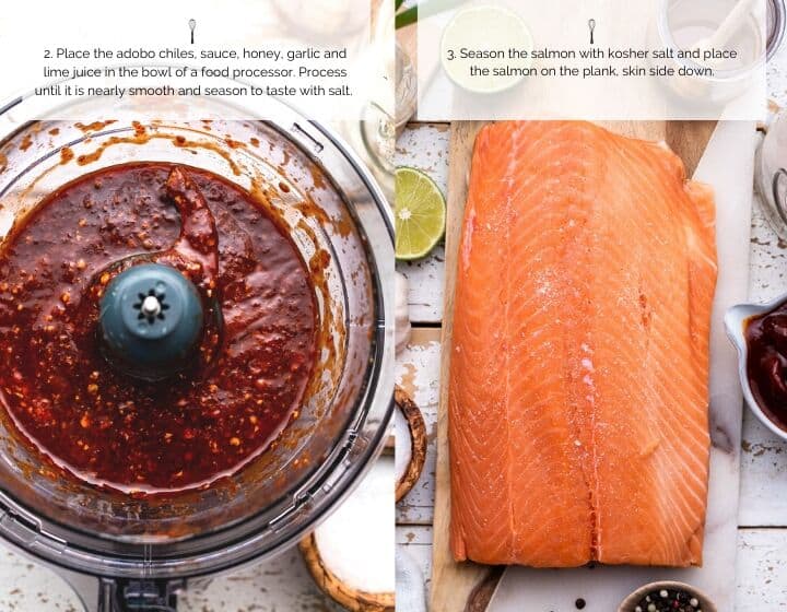 Step by step instructions for how to make Plank Grilled Salmon with Honey Chipotle Glaze.