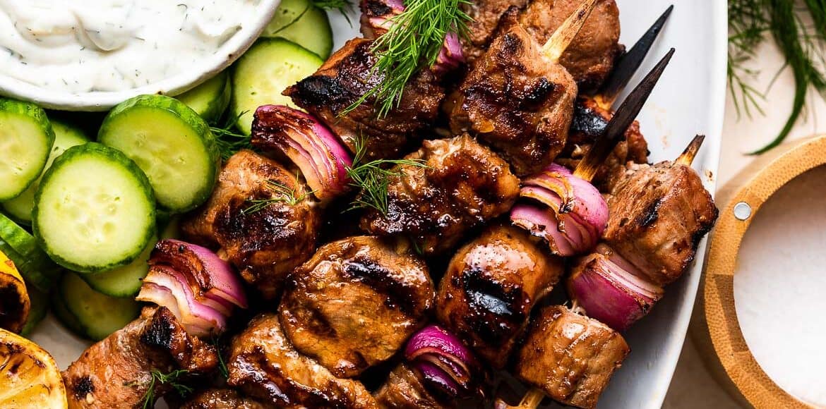 Grilled Pork Skewers with Balsamic Marinade Kitchen Confidante®