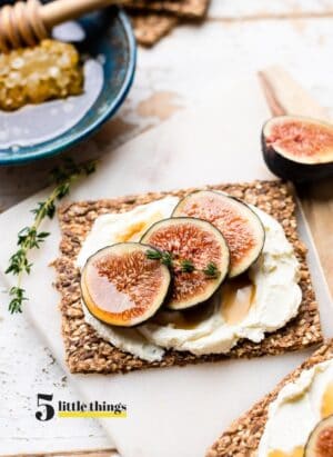 Figs with goat cheese on a cracker are one Five Little Things I loved the week of August 21, 2020.