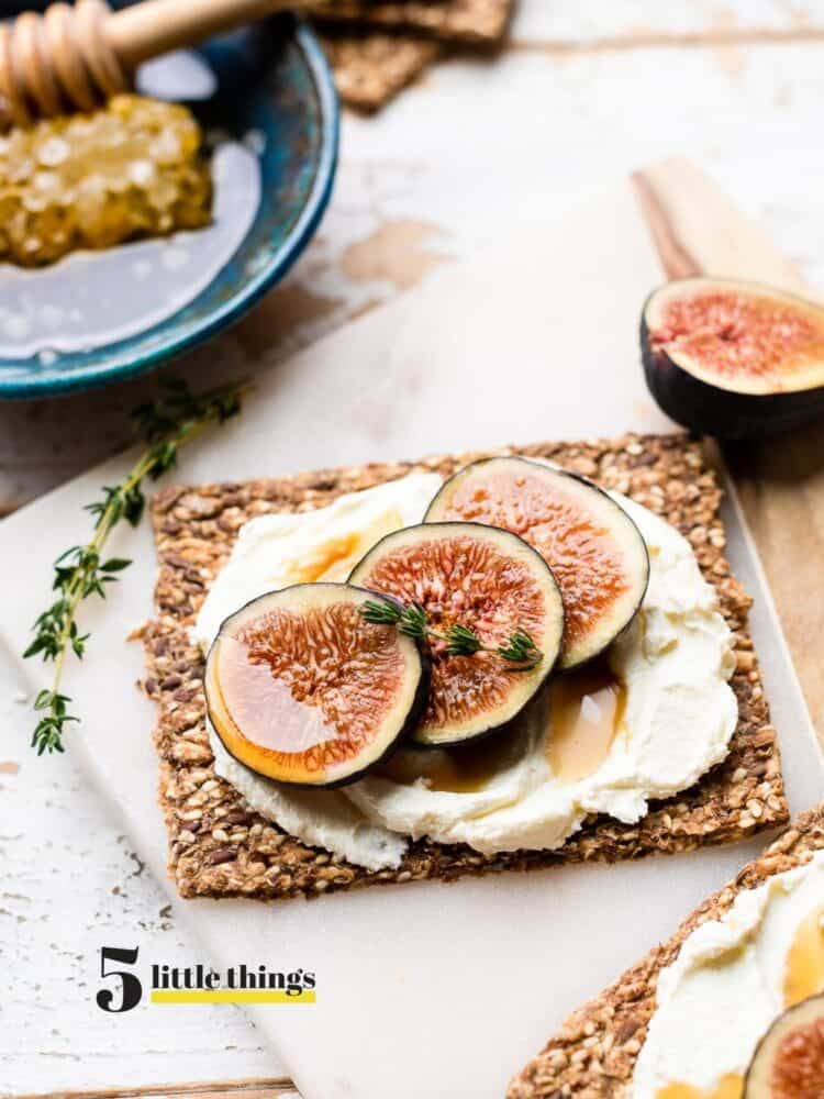 Figs with goat cheese on a cracker are one Five Little Things I loved the week of August 21, 2020.