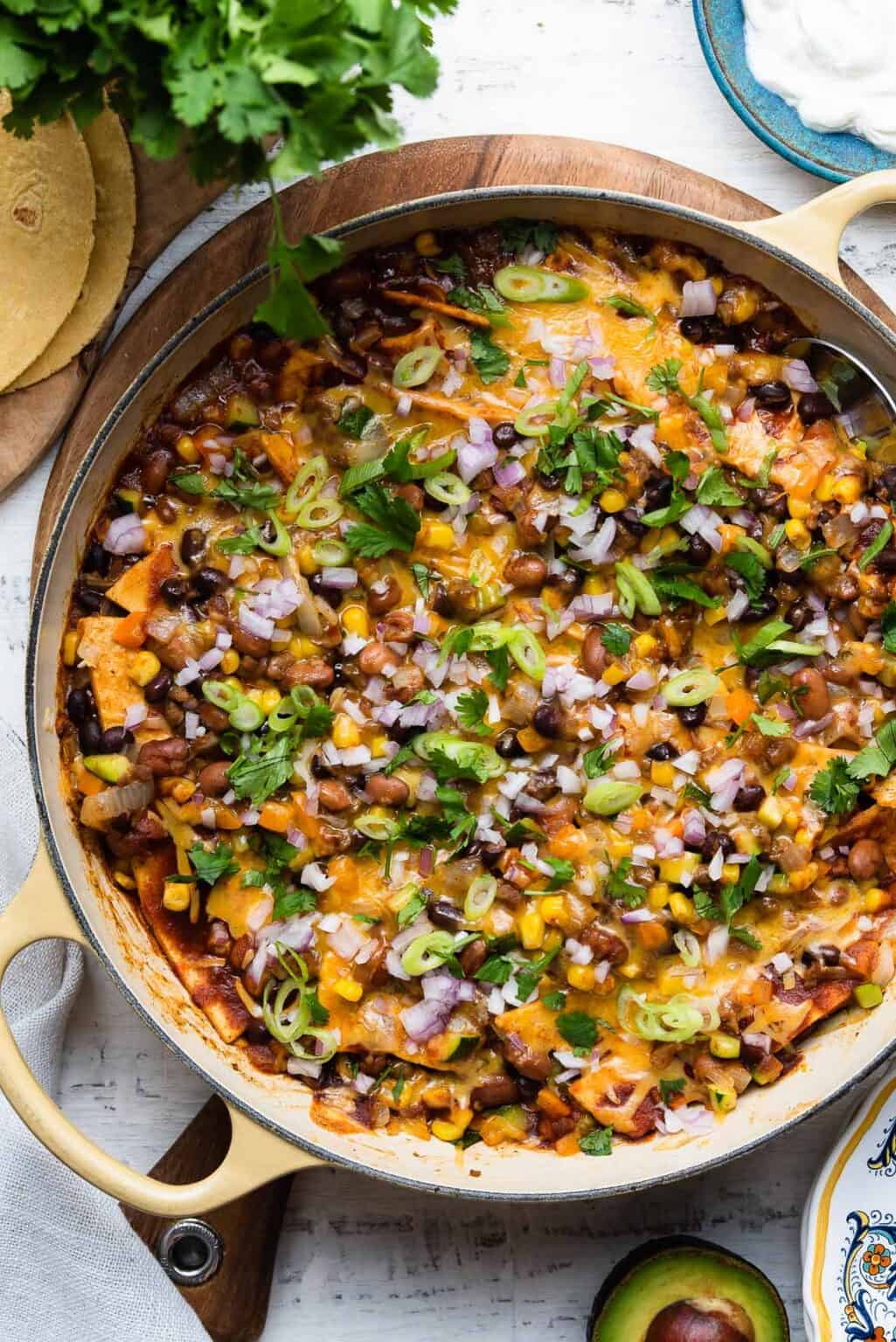 Vegetarian Enchilada Skillet Casserole - Kitchen Confidante®