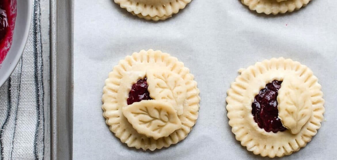 Cranberry hand pies formed on a baking sheet ready for the oven were one of Five Little Things I loved the week of December 4, 2020.