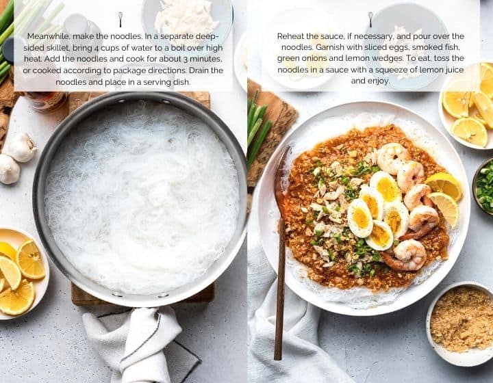 Step by step instructions for how to make Pancit Palabok.