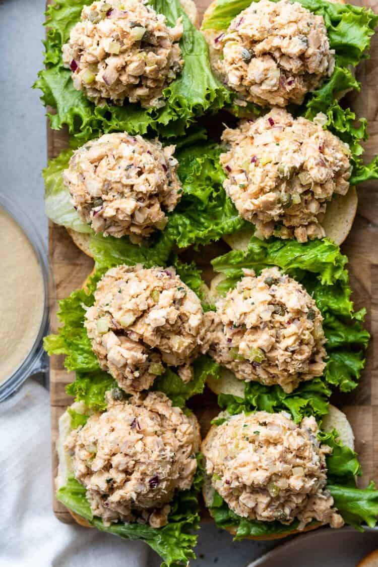 Hummus Chicken Salad on slider buns.