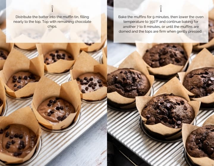Step by step instructions for how to make Chocolate Banana Muffins.