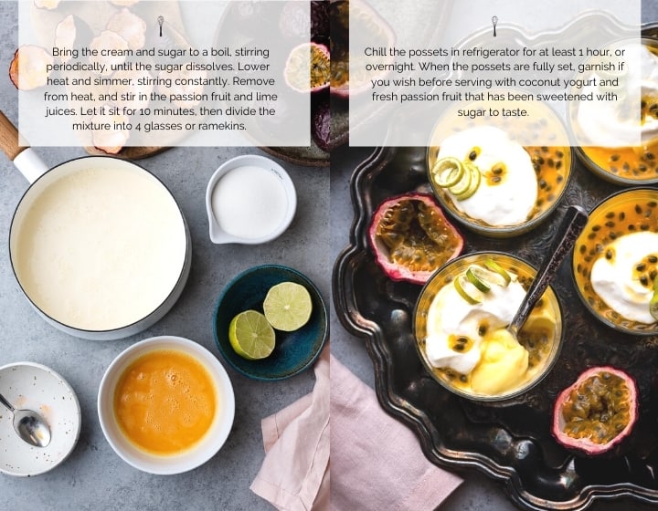 Step by step instructions for how to make passion fruit possets.