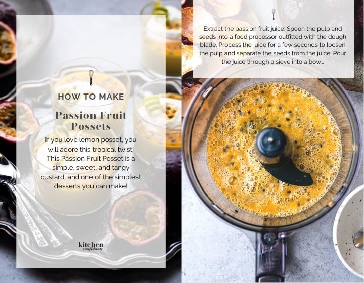 Step by step instructions for how to make passion fruit possets.
