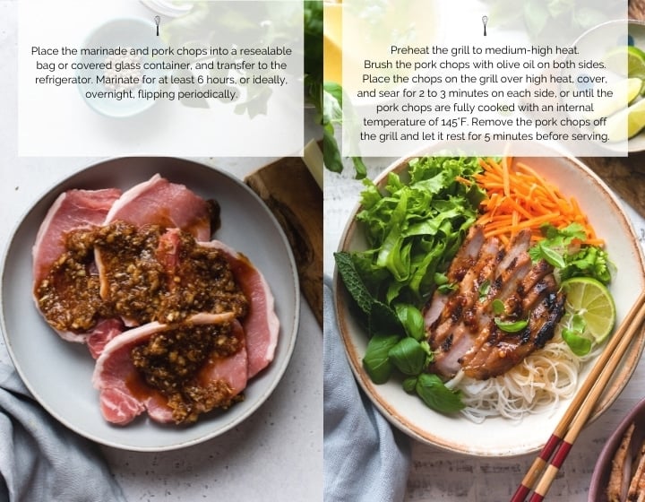 Step by step instructions for how to make Vietnamese-style Grilled Pork Chops