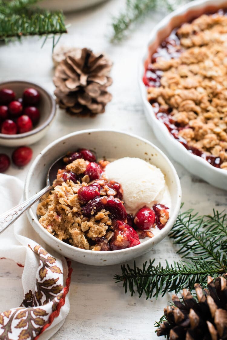 Cranberry Apple Crisp with vanilla ice cream.