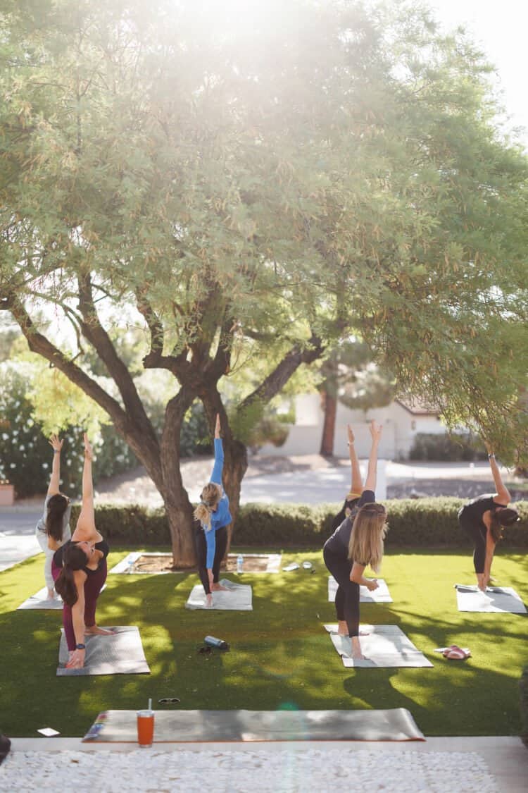 Morning yoga at the Fresh Air Retreat in Scottsdale, AZ