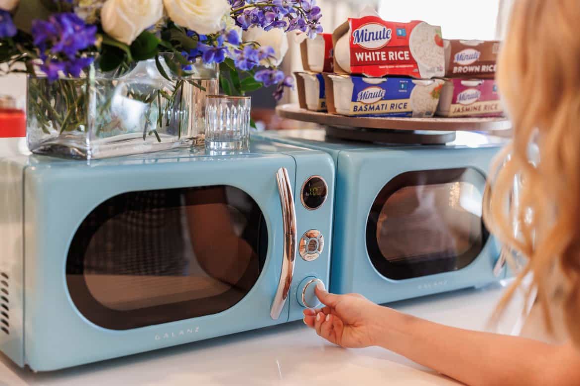 Using microwave at the Minute Rice Snack Break at the Fresh Air Retreat in Scottsdale, AZ