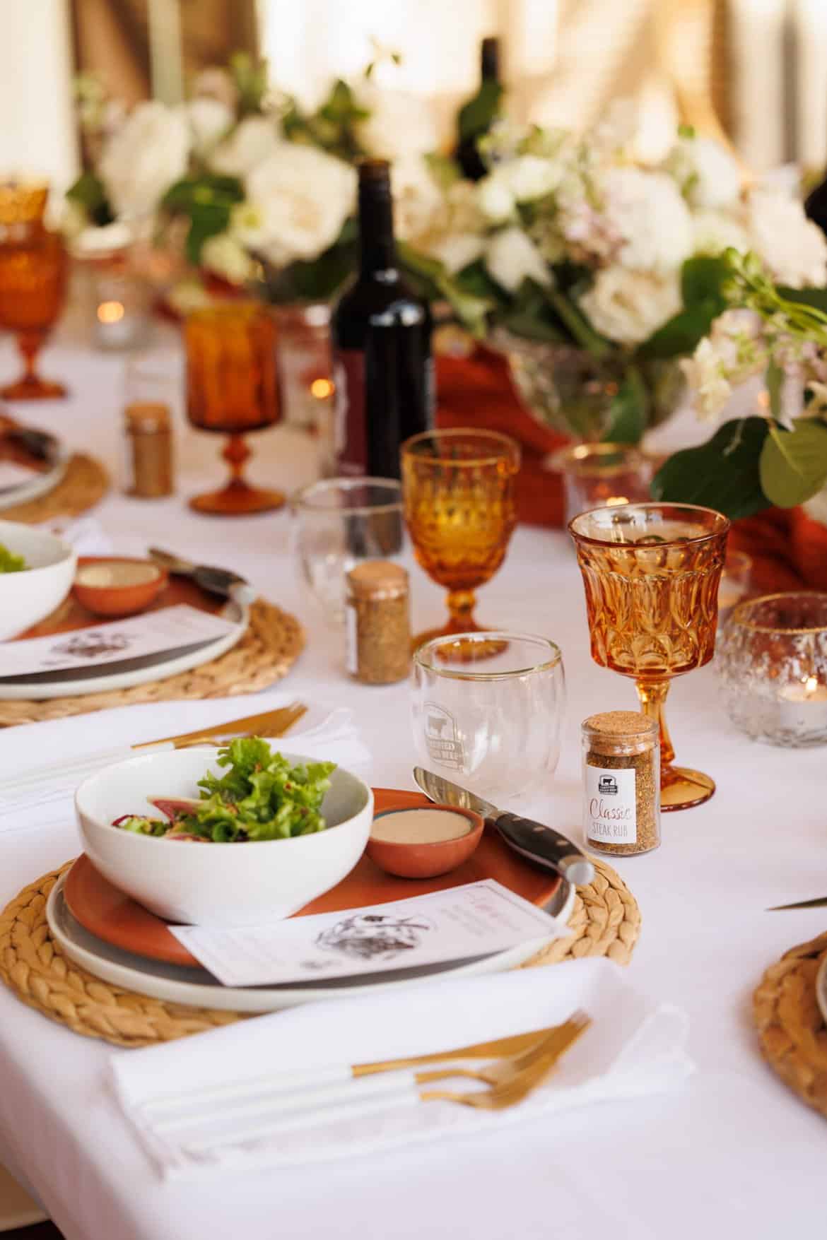 Table setting for the Certified Angus Beef® Dinner at the Fresh Air Retreat in Scottsdale, AZ