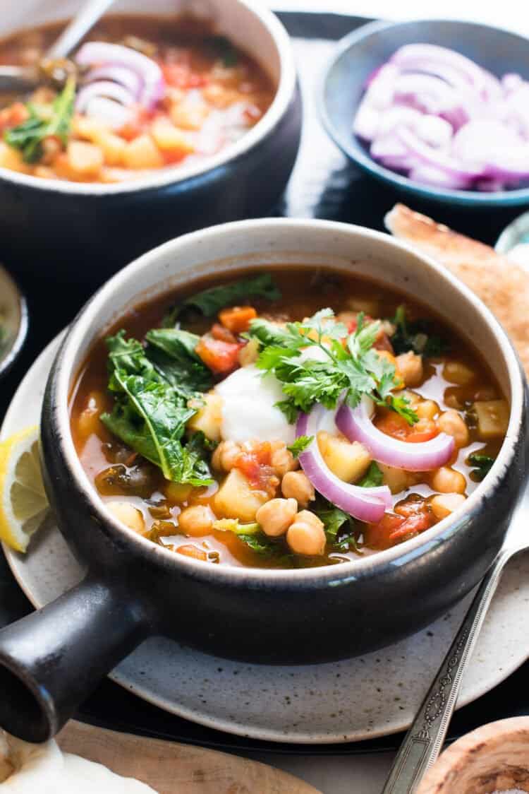 Chana Masala Soup in a bowl.