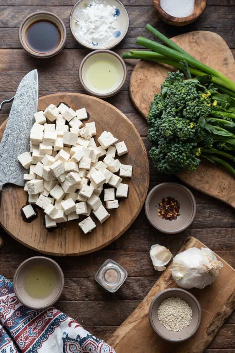 Ingredients for Firecracker Tofu With Broccolini and Chili Garlic Oil