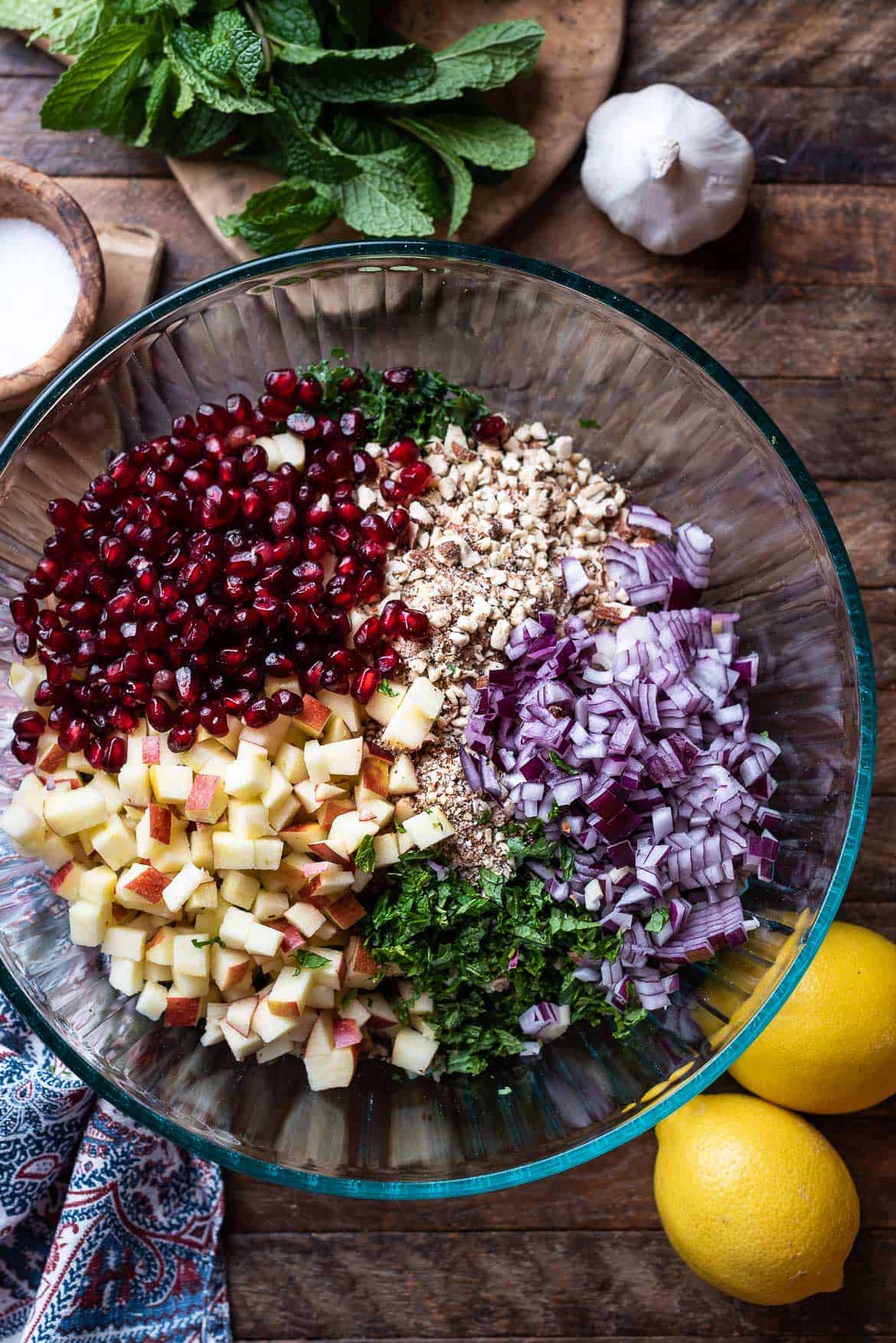 Kale Tabbouleh with Apples, Almonds, and Pomegranate Kitchen Confidante®