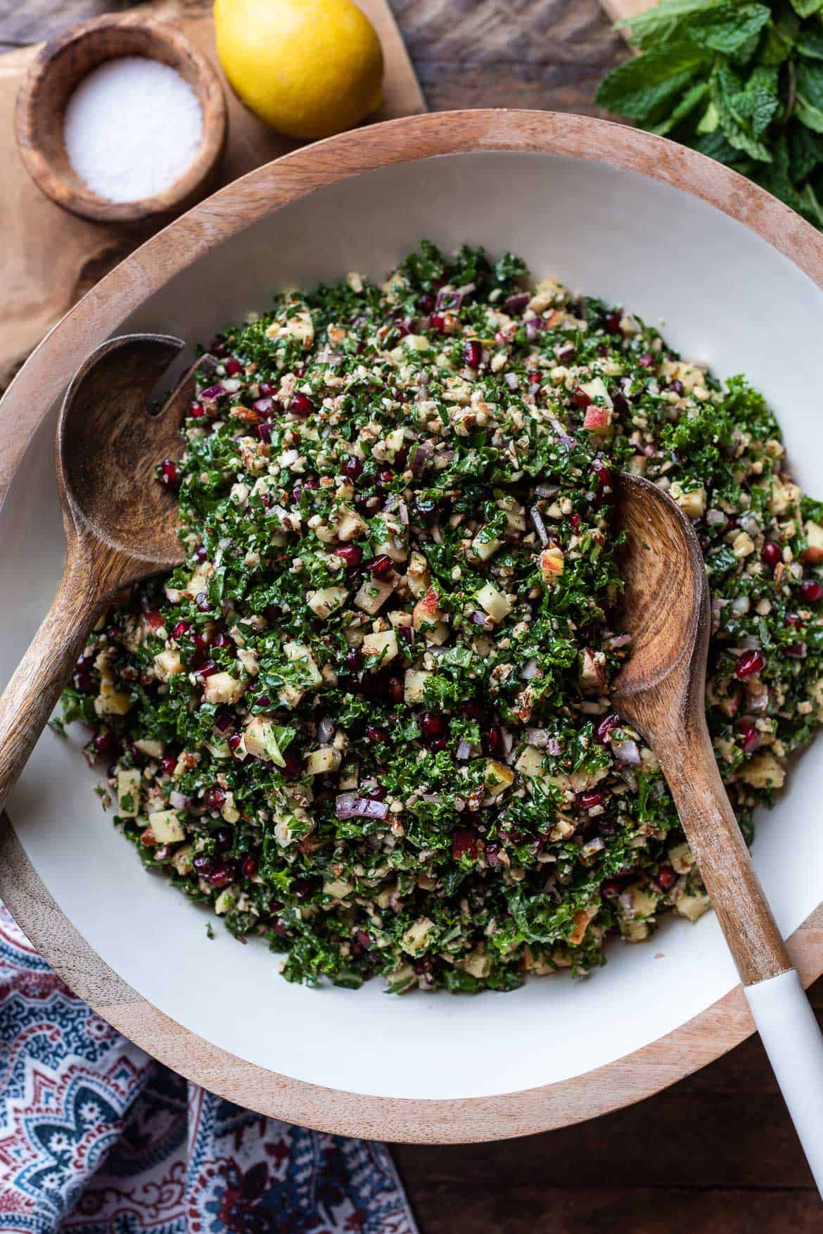 Kale Tabbouleh with Apples, Almonds, and Pomegranate Kitchen Confidante®