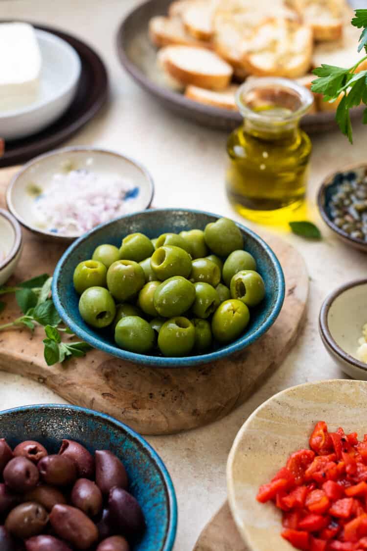 A bowl of Castelvetrano olives.