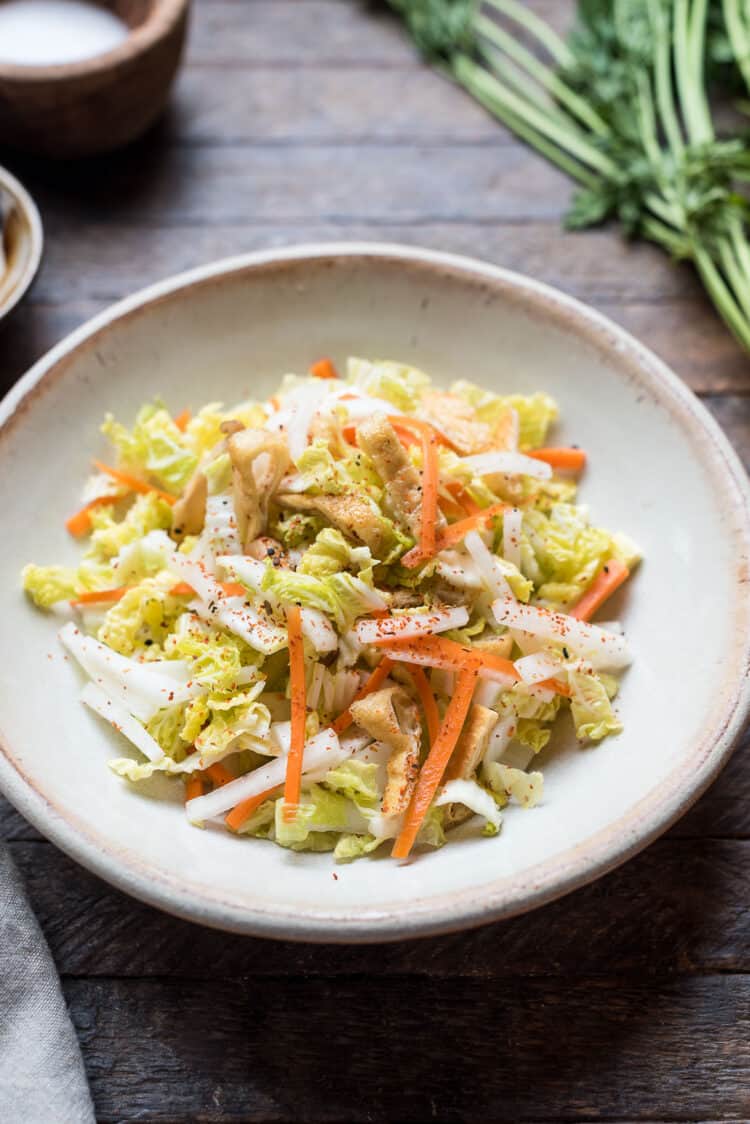 Quick Pickled Napa Cabbage in a bowl.